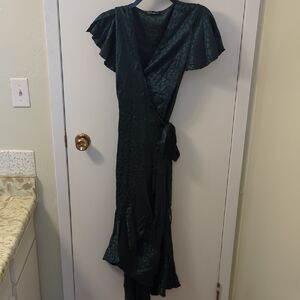 Simplee Apparel Dark Green Asymmetrical Dress